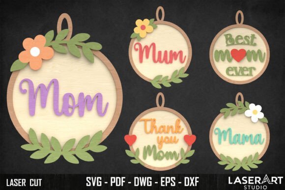 Paquete De Letreros Redondos Para El Dia De La Madre Creativo Digital